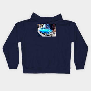 Mean Machine, Blue Car In Havana Kids Hoodie